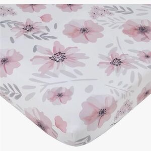 NOJO Little Love Beautiful Blooms Pink and White Floral Fitted Crib Sheet